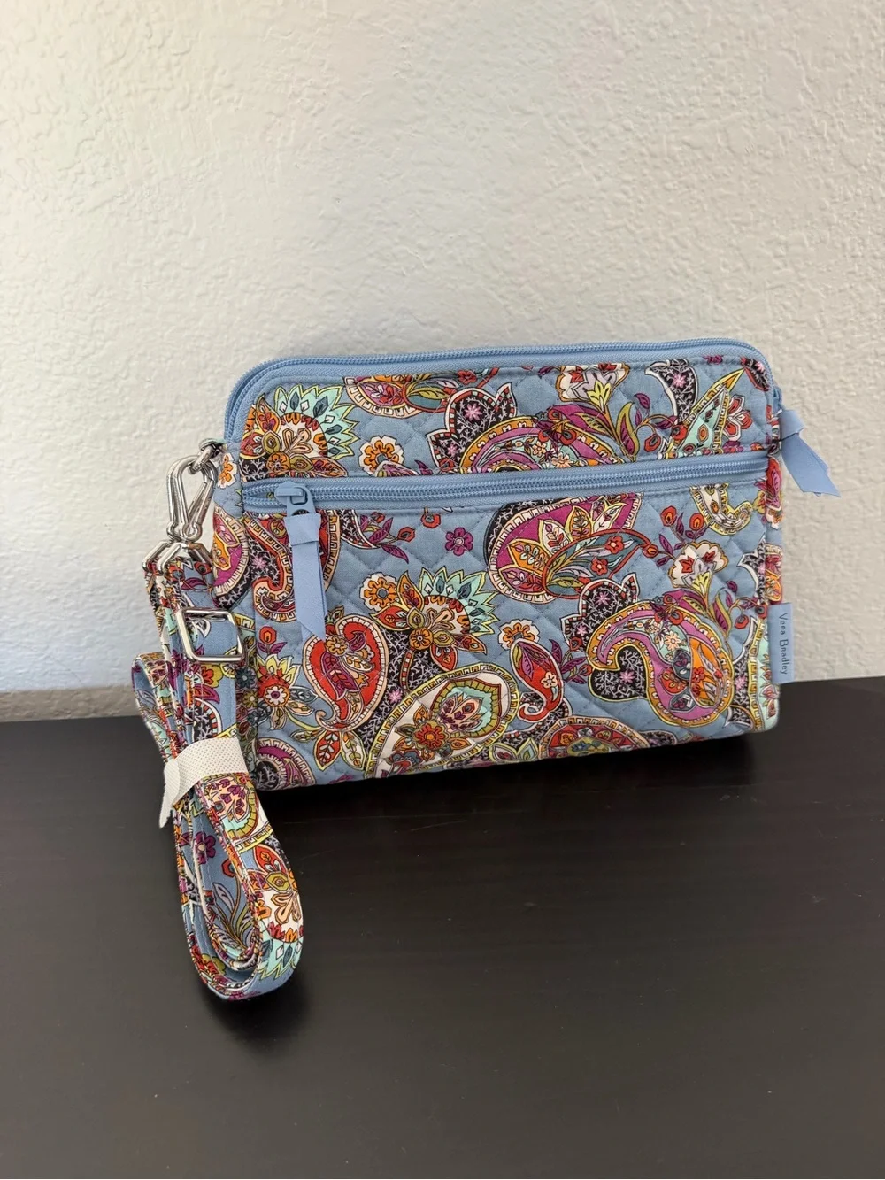 Vera Bradley Blue Paisley Zip Crossbody Pouch
